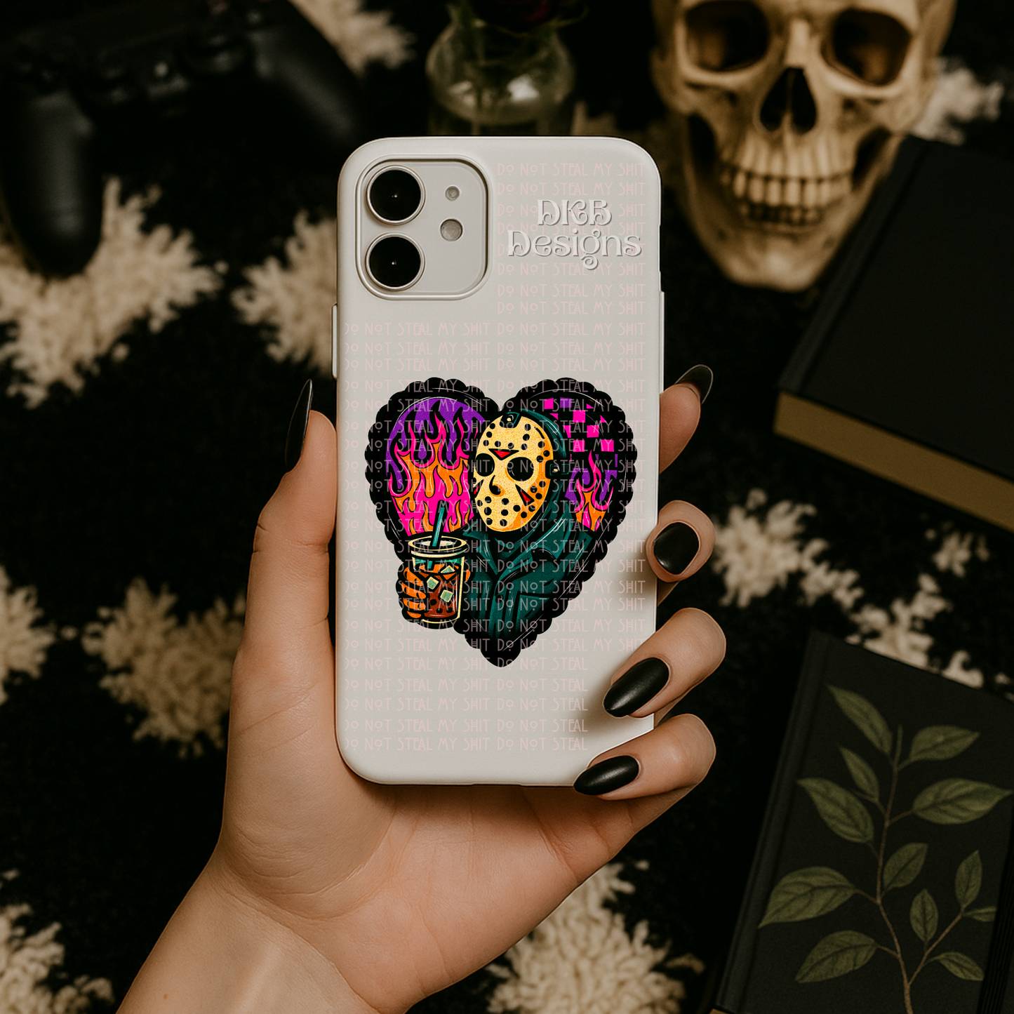 Horror coffee heart UV DTF