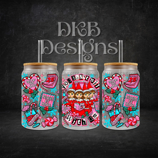 Mean elves 16oz glass can UV DTF