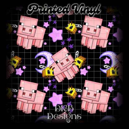 Pig purple stars Printed Vinyl (5 color ways)