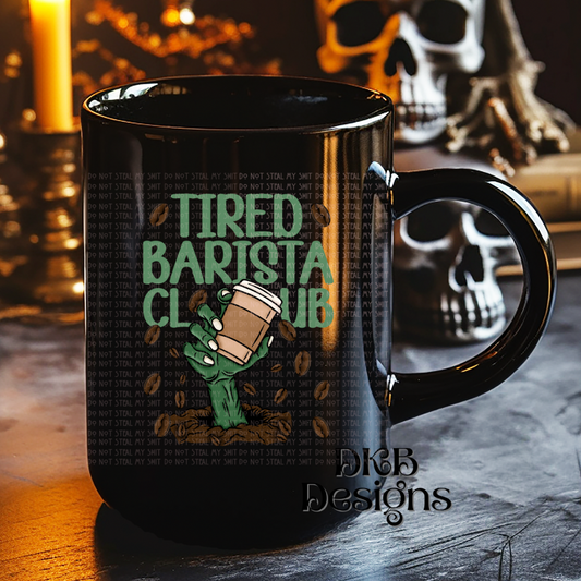 Tired barista club green UV DTF