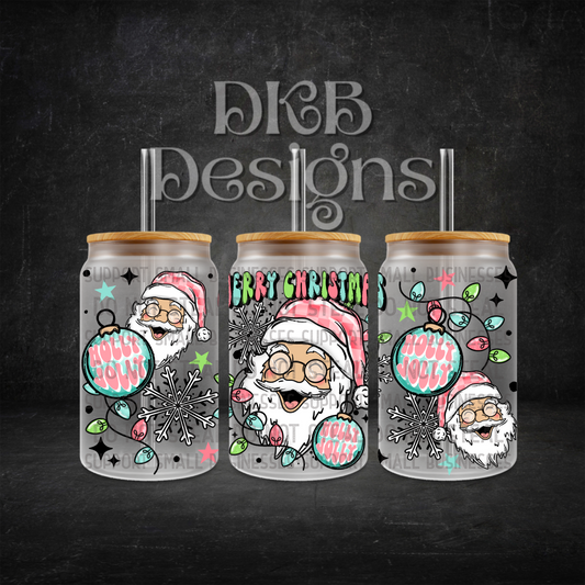 Merry Christmas 16oz glass can UV DTF