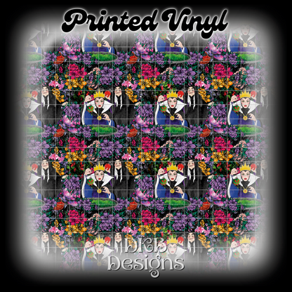 Floral evil queen and hag Printed Vinyl