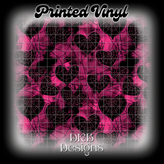 Spiderweb hearts pink Printed Vinyl