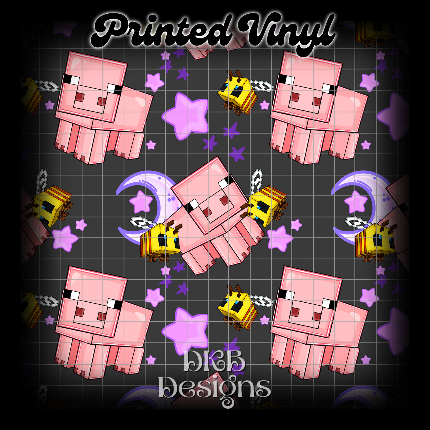 Pig purple stars Printed Vinyl (5 color ways)