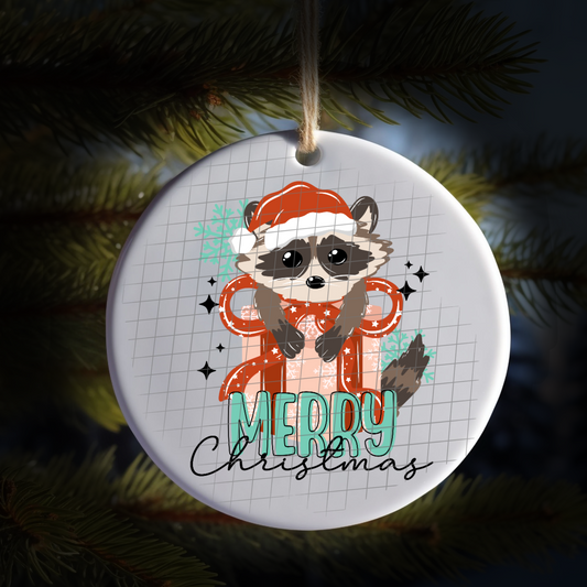 Merry Christmas raccoon UV DTF