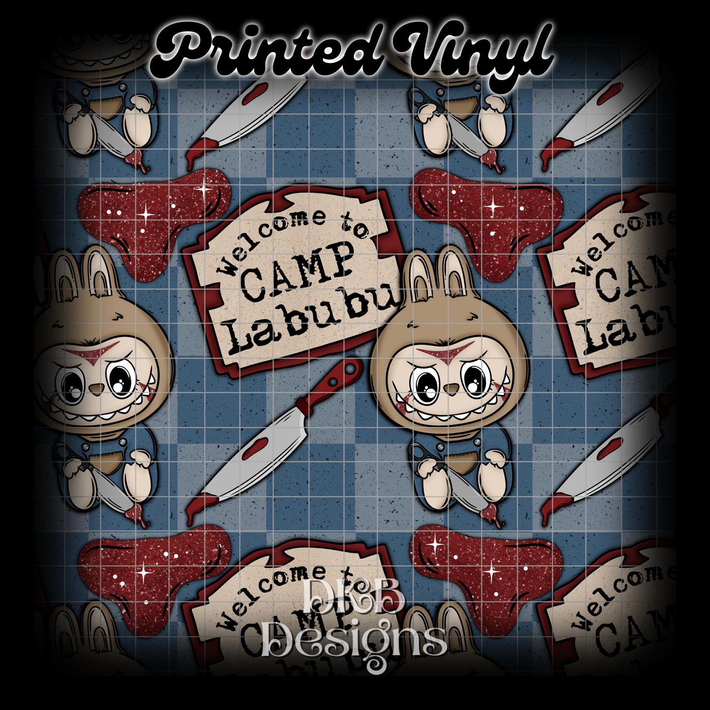 Horror monsters J faux glitter Printed Vinyl