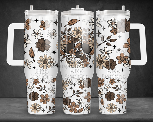 Floral skellie 40oz Tumbler UV DTF