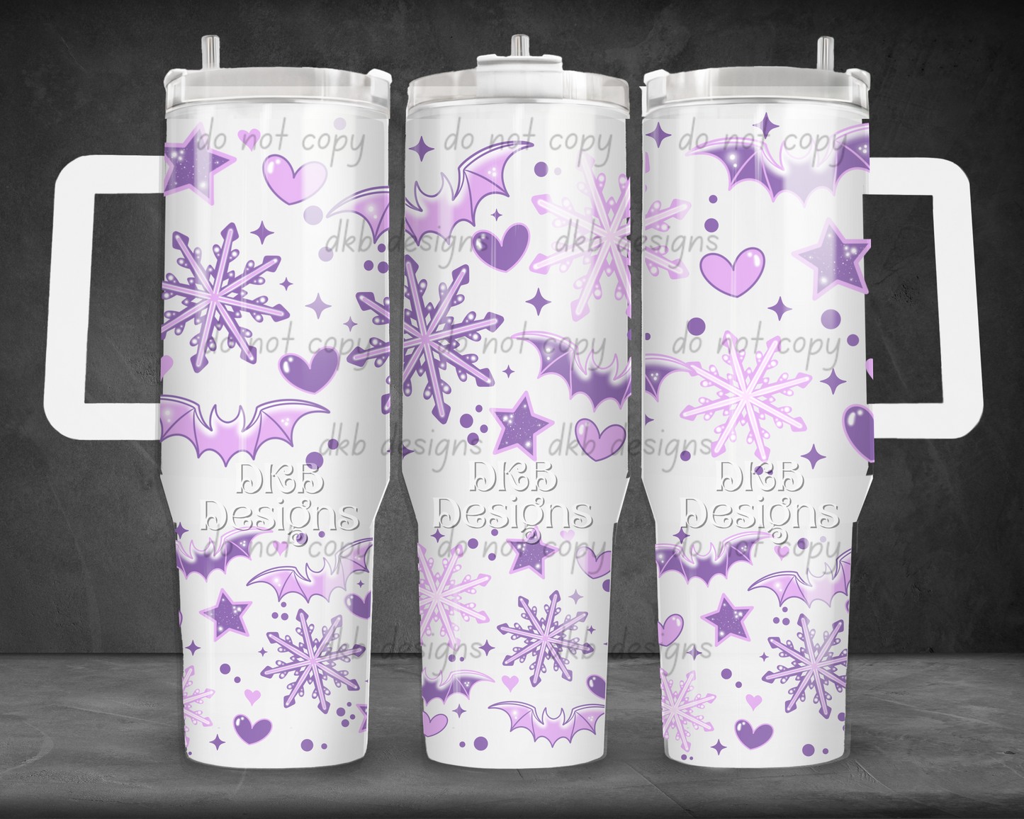 Purple winter bats 40oz Tumbler UV DTF