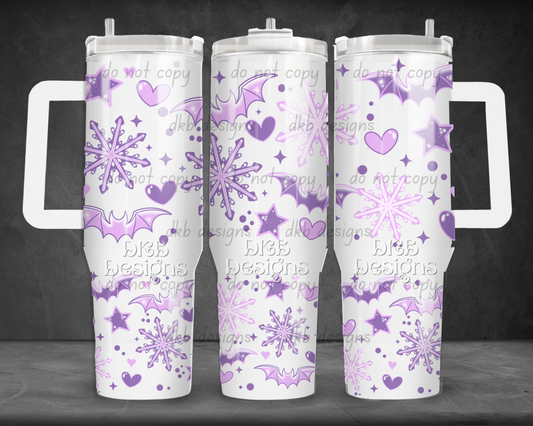 Purple winter bats 40oz Tumbler UV DTF