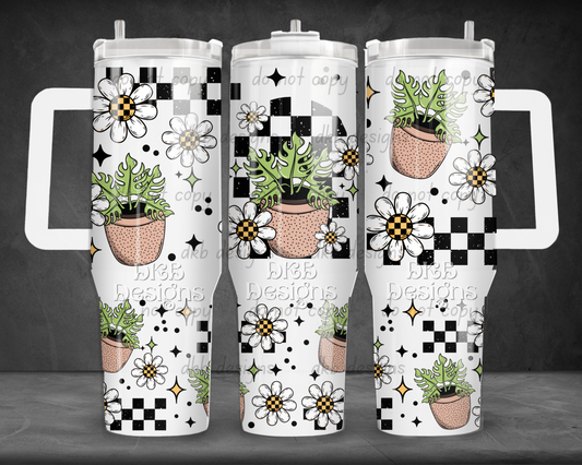 Monstera Floral 40oz Tumbler UV DTF