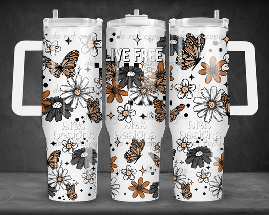 Live free 40oz Tumbler UV DTF