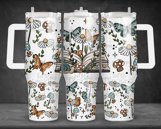 Cottagecore open book 40oz Tumbler UV DTF