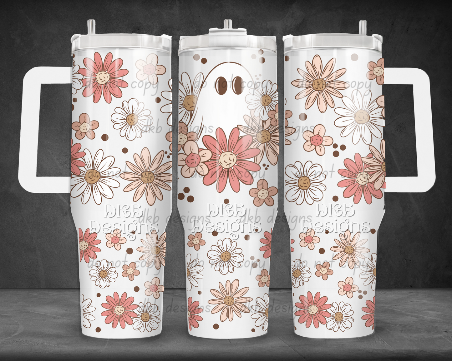 Spring ghostie 40oz Tumbler UV DTF