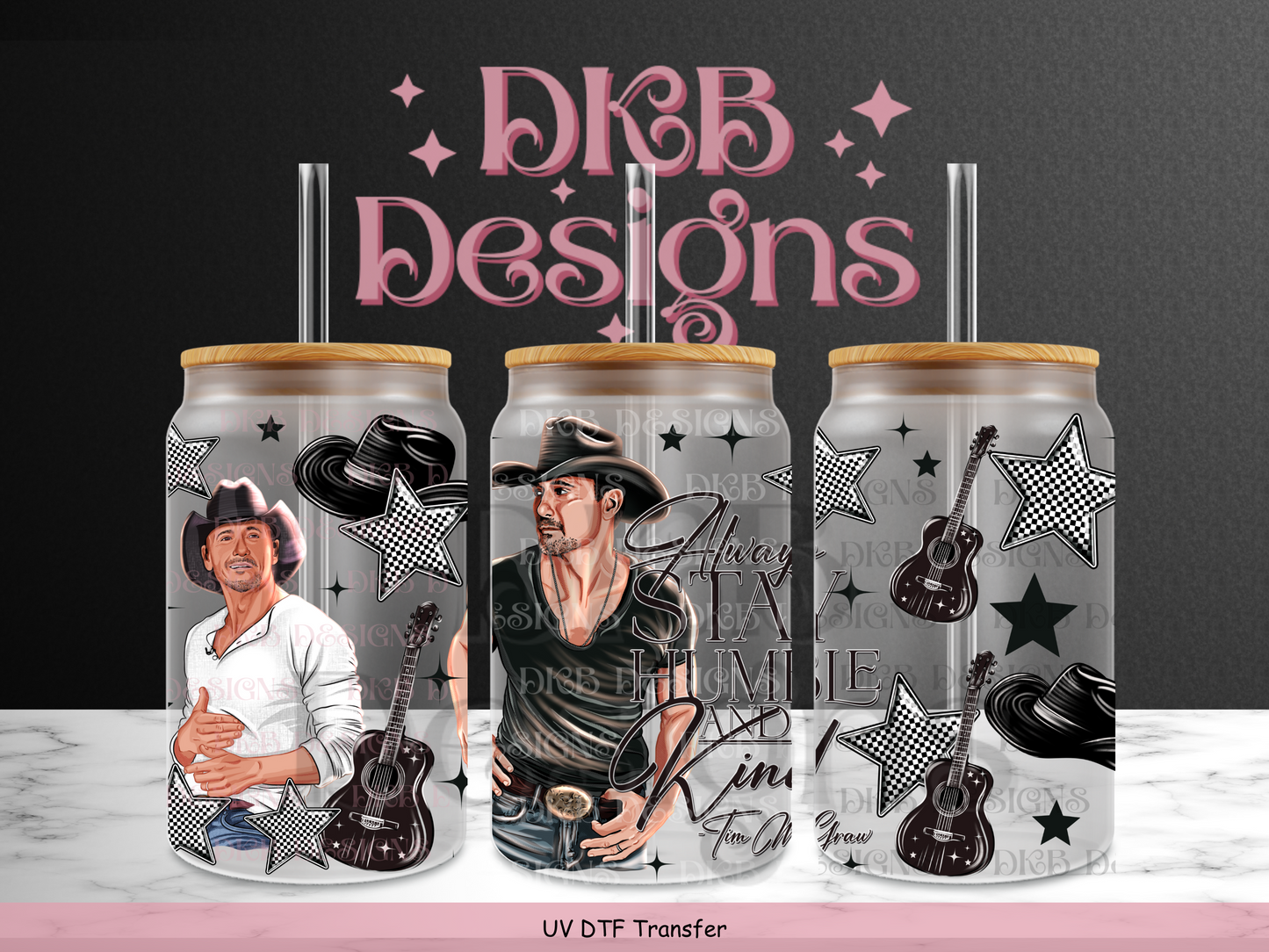 Humble and kind 16oz glass can UV DTF