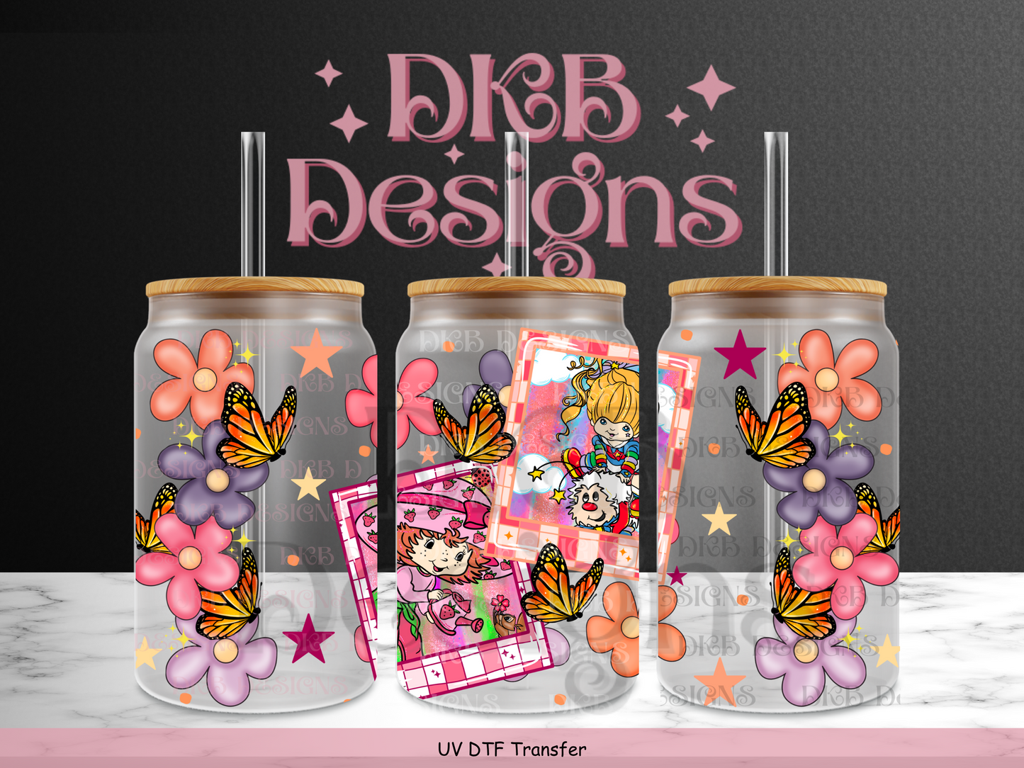 Throwback spring 16oz glass can UV DTF