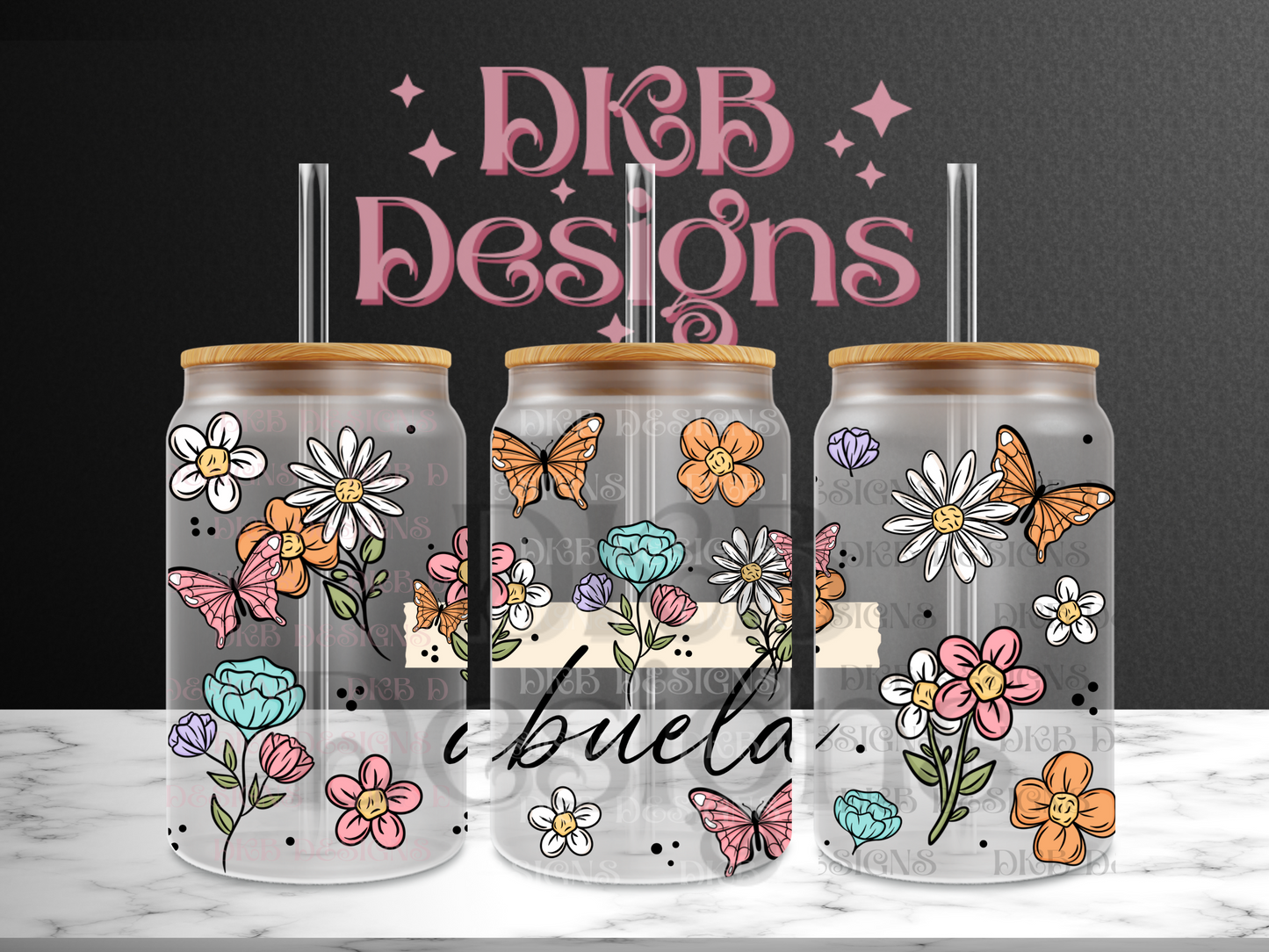 Abuela 16oz glass can UV DTF