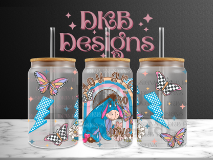 You are so loved 16oz glass can UV DTF