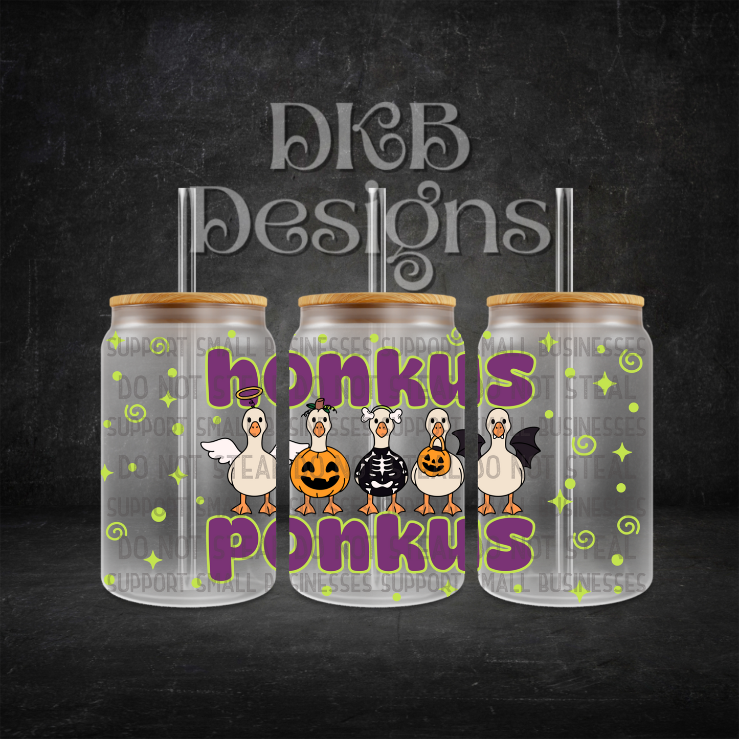 Honkus Ponkus 16oz glass can UV DTF