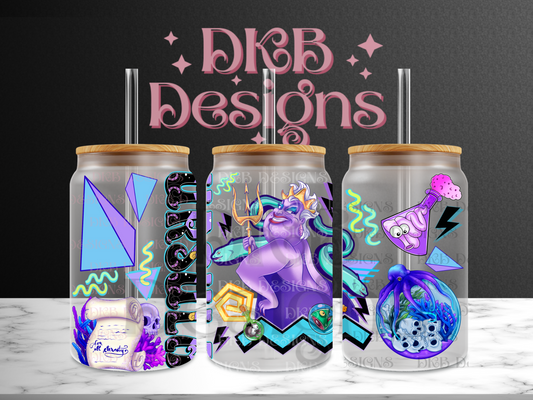 Sea witch 16oz glass can UV DTF