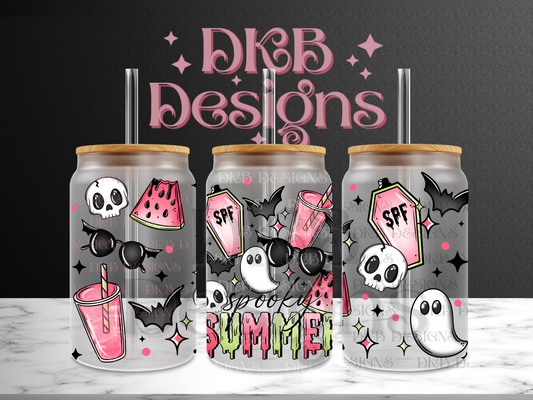 Spooky summer 16oz glass can UV DTF