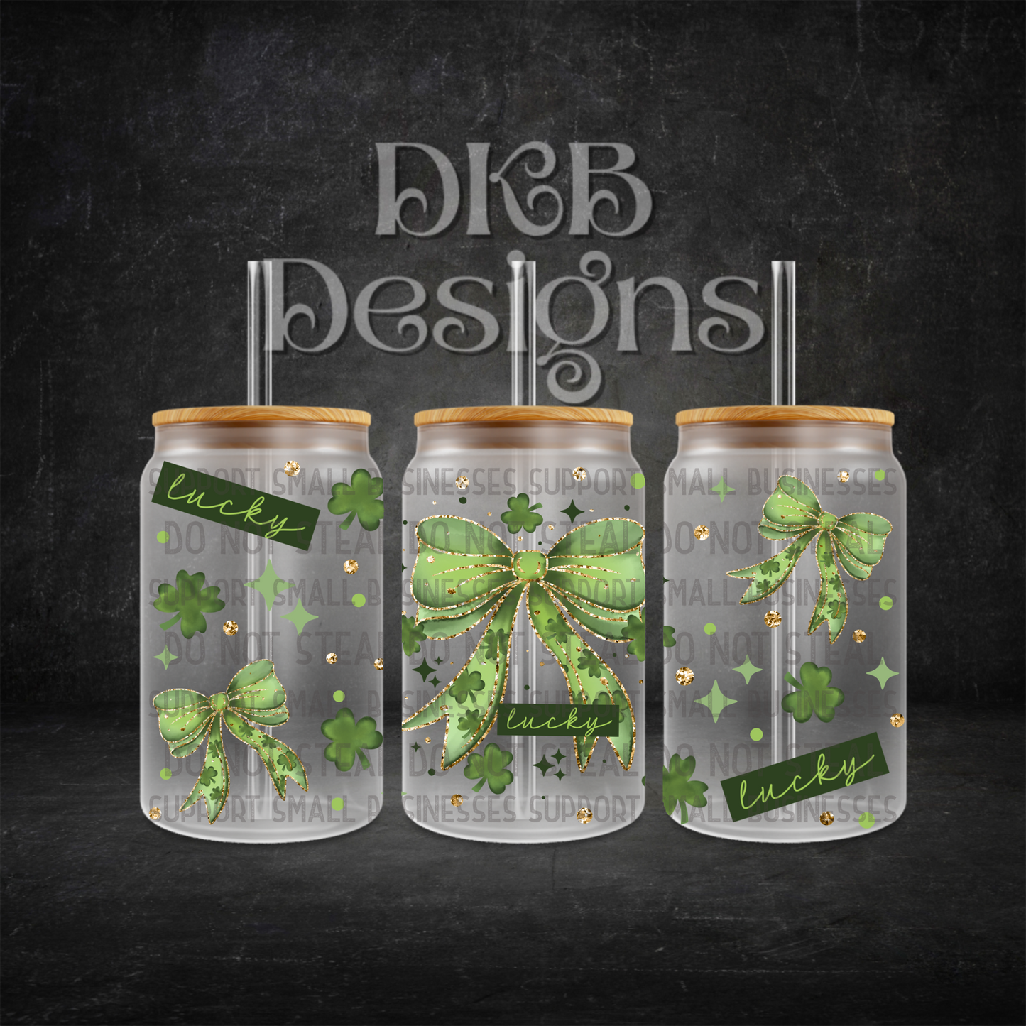 Lucky bow 16oz glass can UV DTF