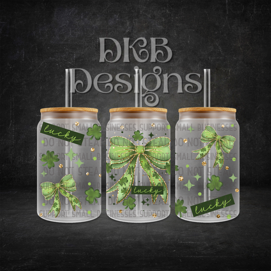 Lucky bow 16oz glass can UV DTF