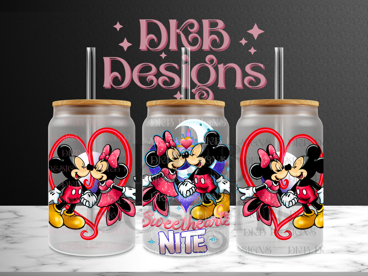 Sweethearts Nite 16oz glass can UV DTF