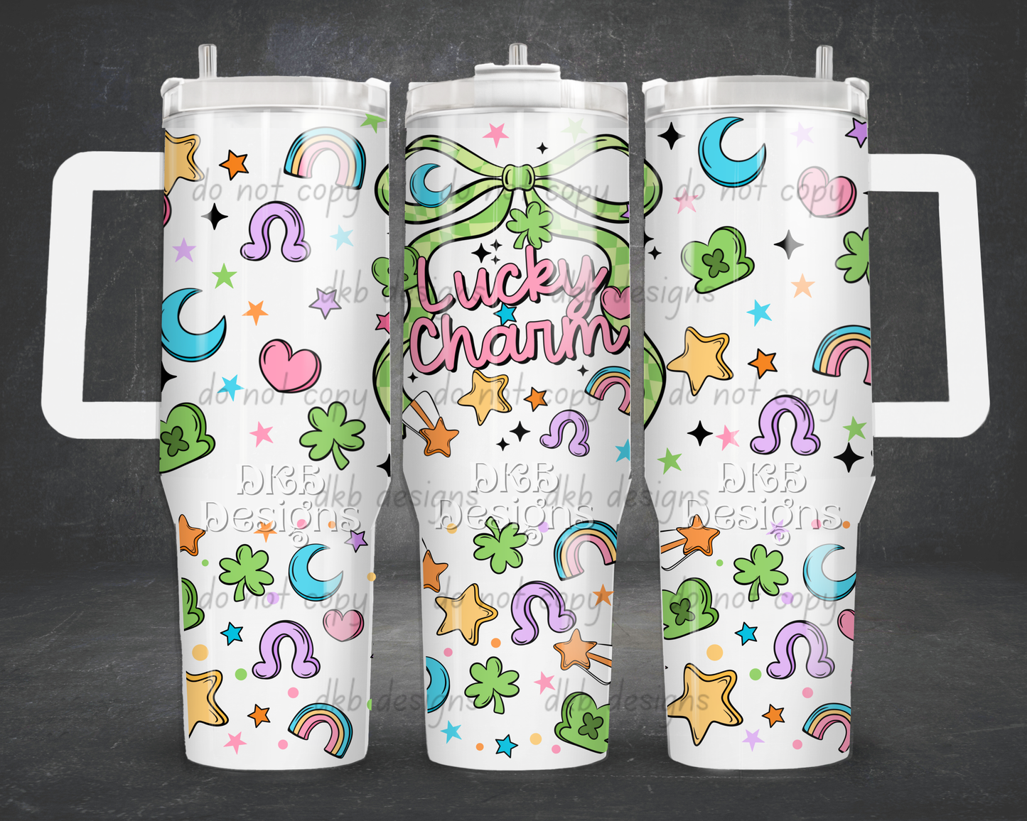 Lucky charm 40oz Tumbler UV DTF