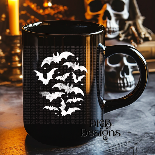 White flying bats UV DTF