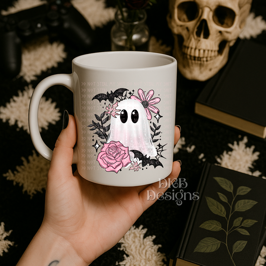 Pink floral ghost UV DTF