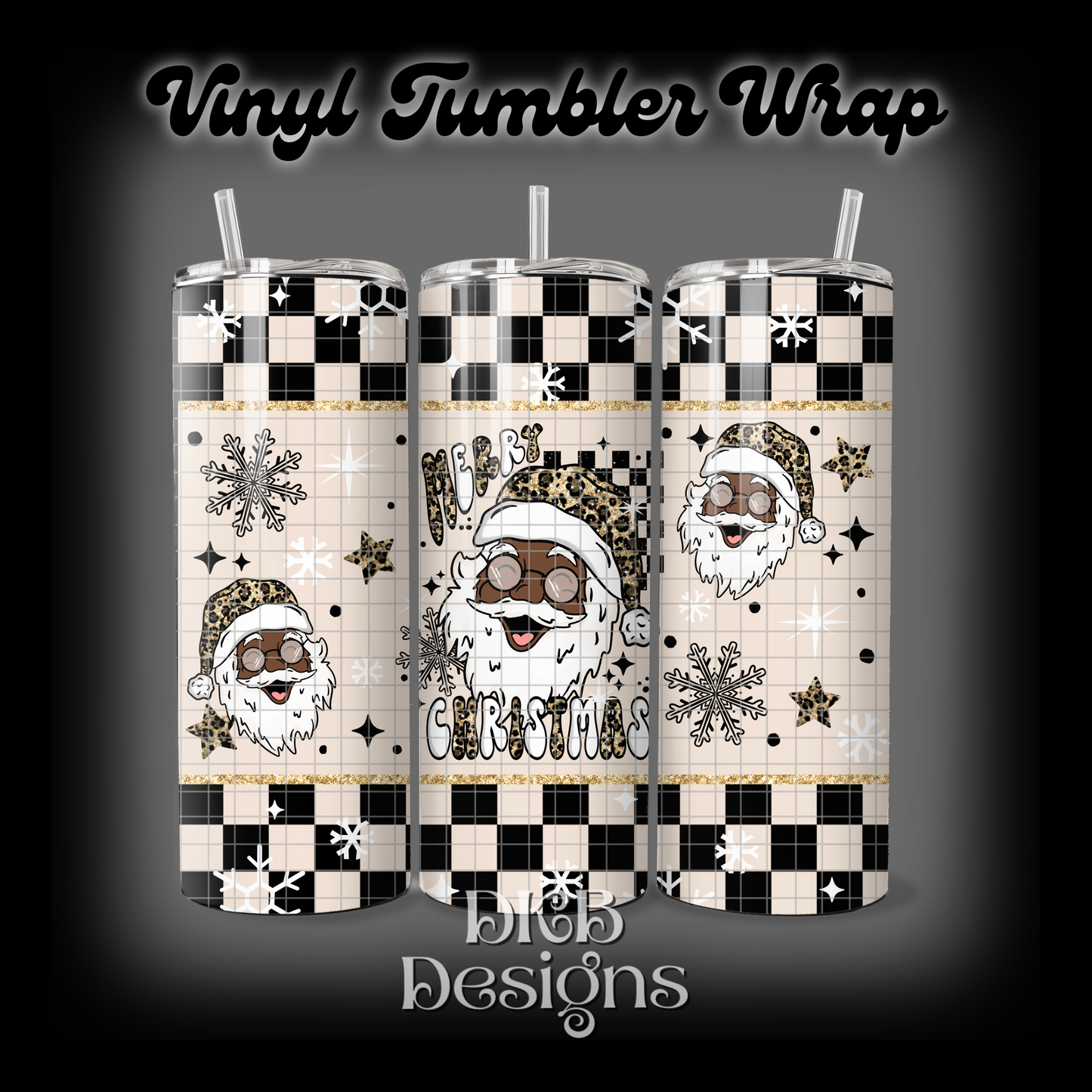 Cheetah merry Christmas vinyl tumbler wrap