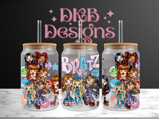 Dolls 16oz glass can UV DTF