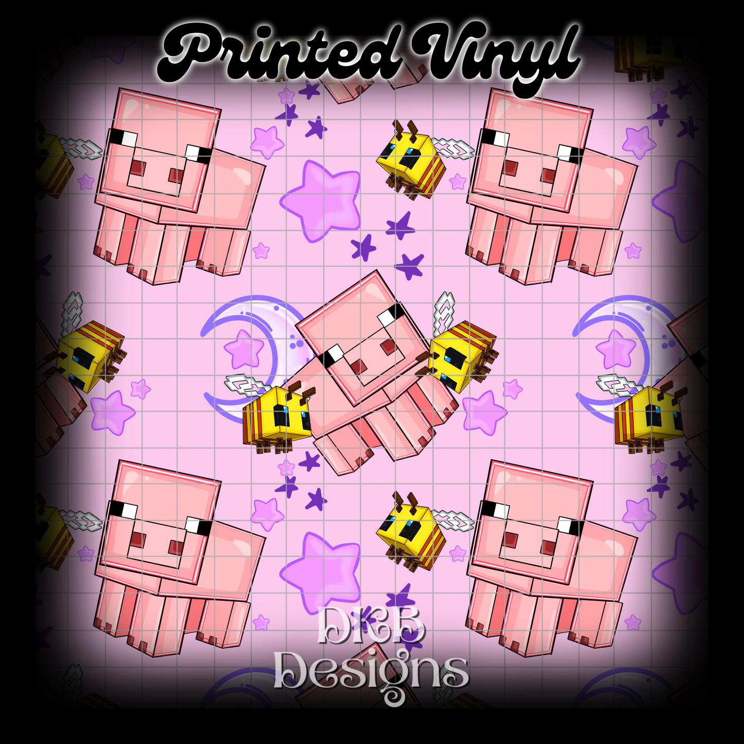 Pig purple stars Printed Vinyl (5 color ways)
