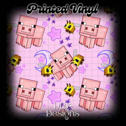 Pig purple stars Printed Vinyl (5 color ways)
