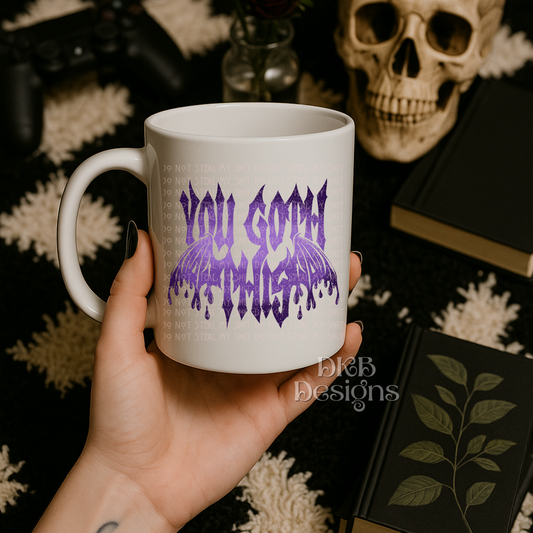 You goth this purple distressed UV DTF