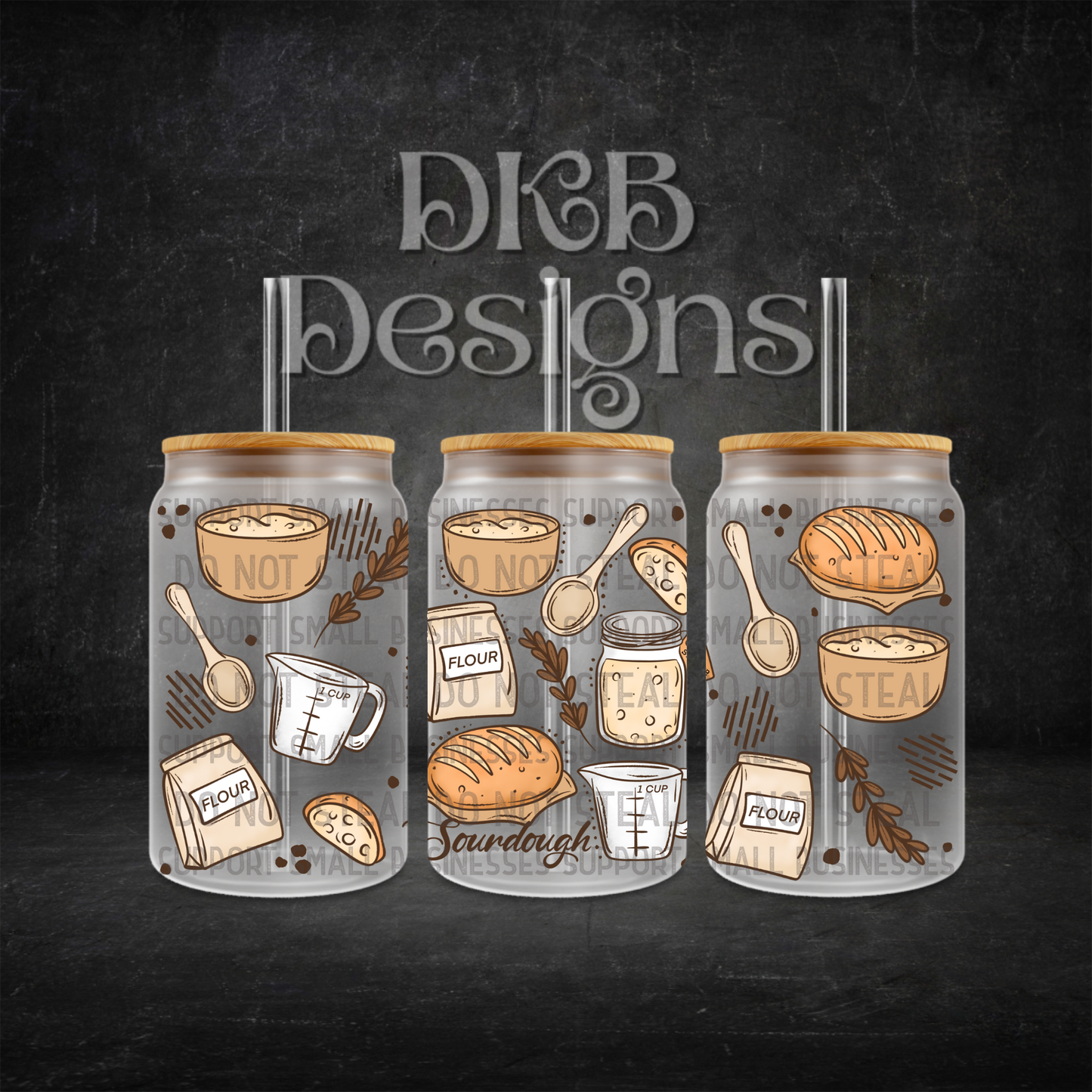 Sourdough 16oz glass can UV DTF