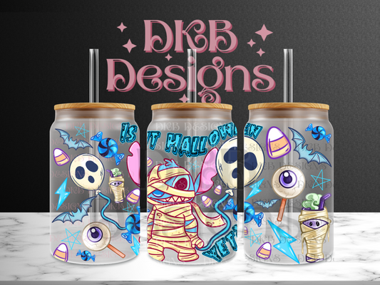 Is it halloween yet 16oz glass can UV DTF
