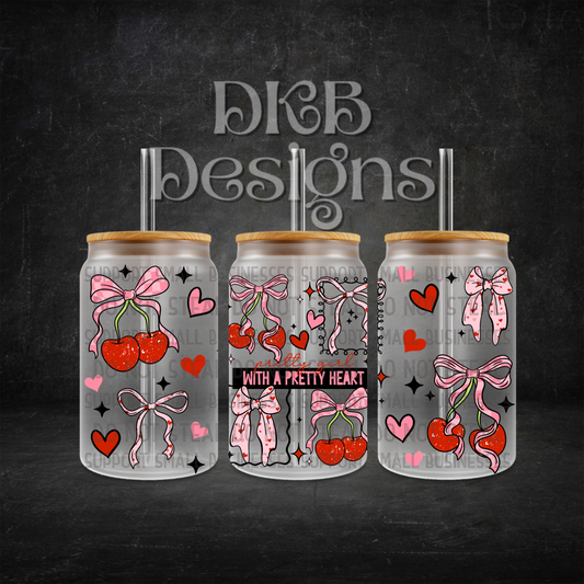 Pretty girl 16oz glass can UV DTF