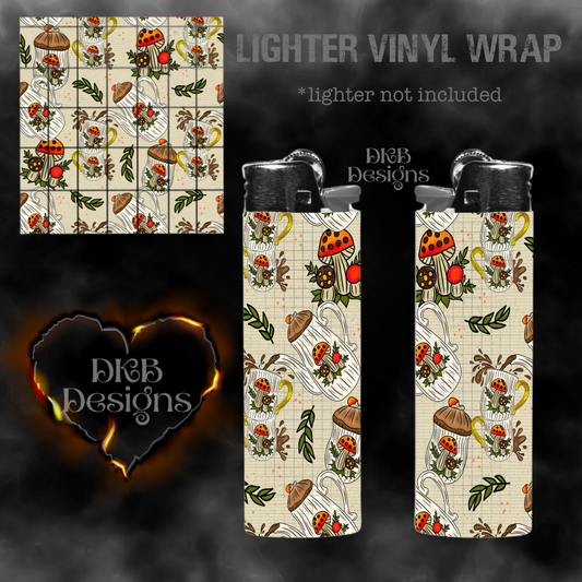 Vintage mushroom tea vinyl lighter wrap