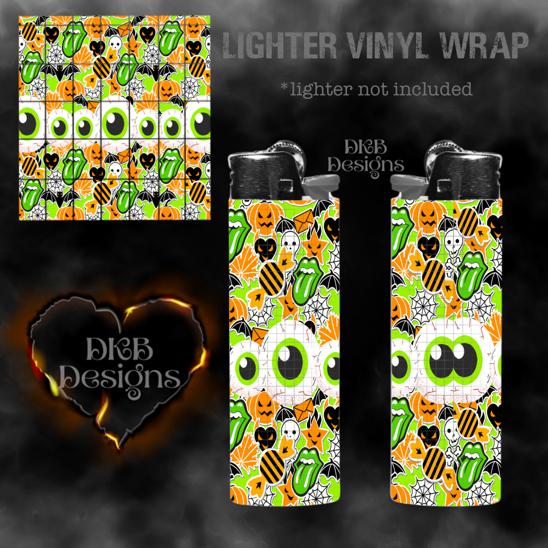 Spooky stickers vinyl lighter wrap