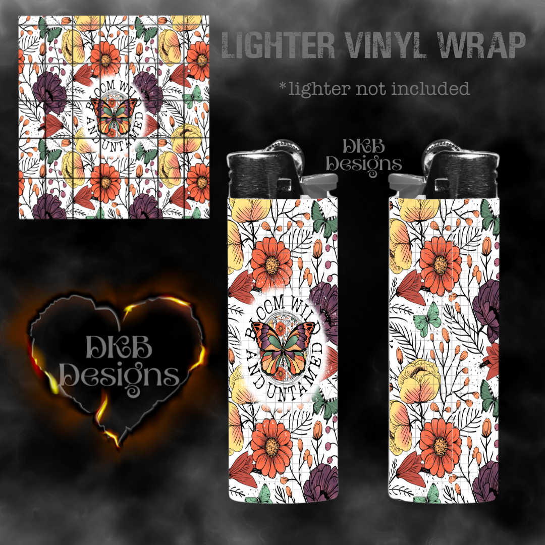 Bloom wild and untamed vinyl lighter wrap