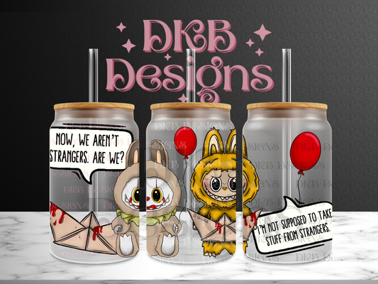 Horror monsters pw&g 16oz glass can UV DTF