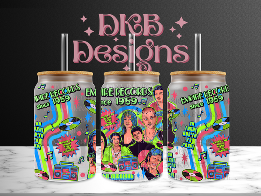 Save the empire 16oz glass can UV DTF