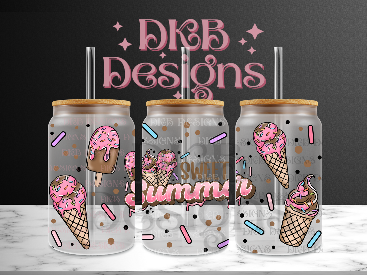 Sweet summer 16oz glass can UV DTF