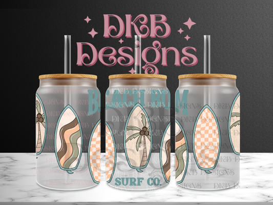 Beach bum 16oz glass can UV DTF