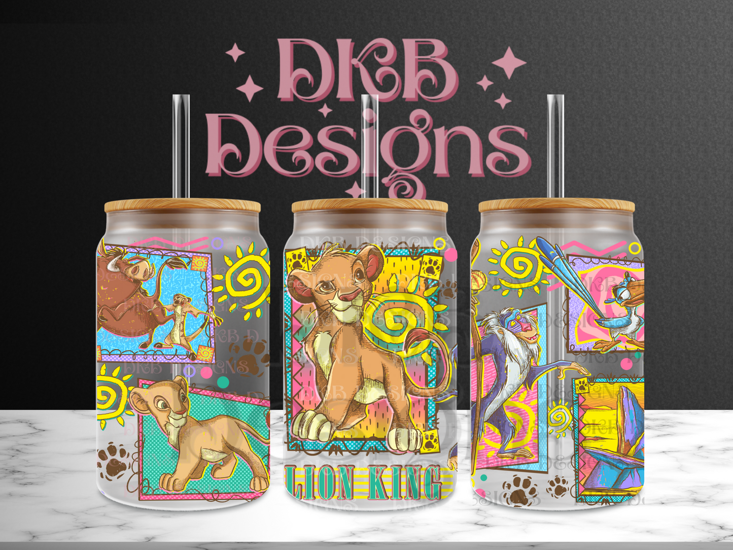 Lion 16oz glass can UV DTF