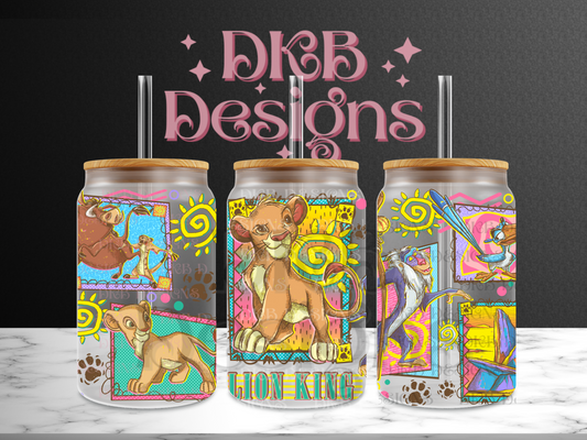 Lion 16oz glass can UV DTF