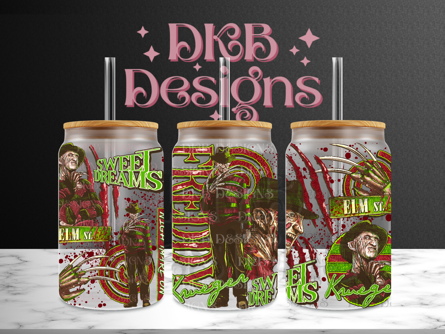 Sweet dreams 16oz glass can UV DTF