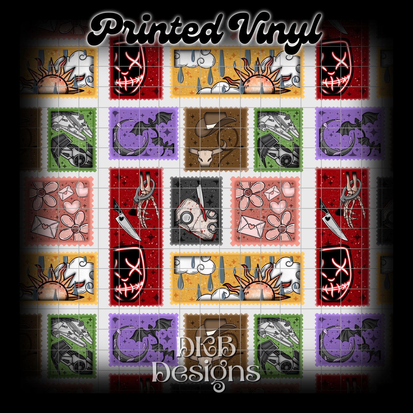 Bookish stamps Printed Vinyl