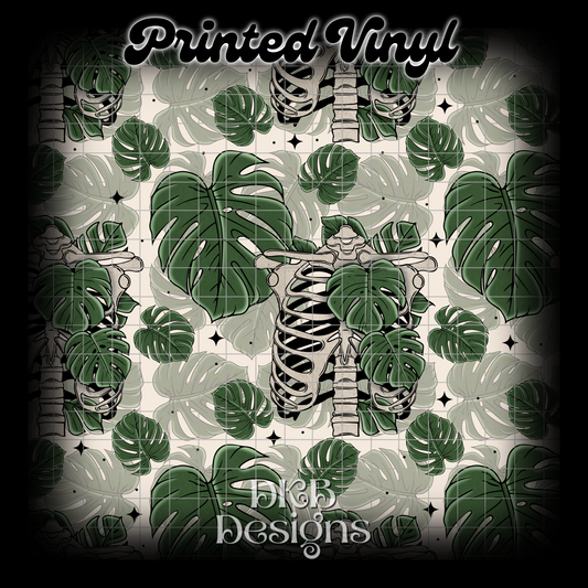 Skeleton monstera Printed Vinyl